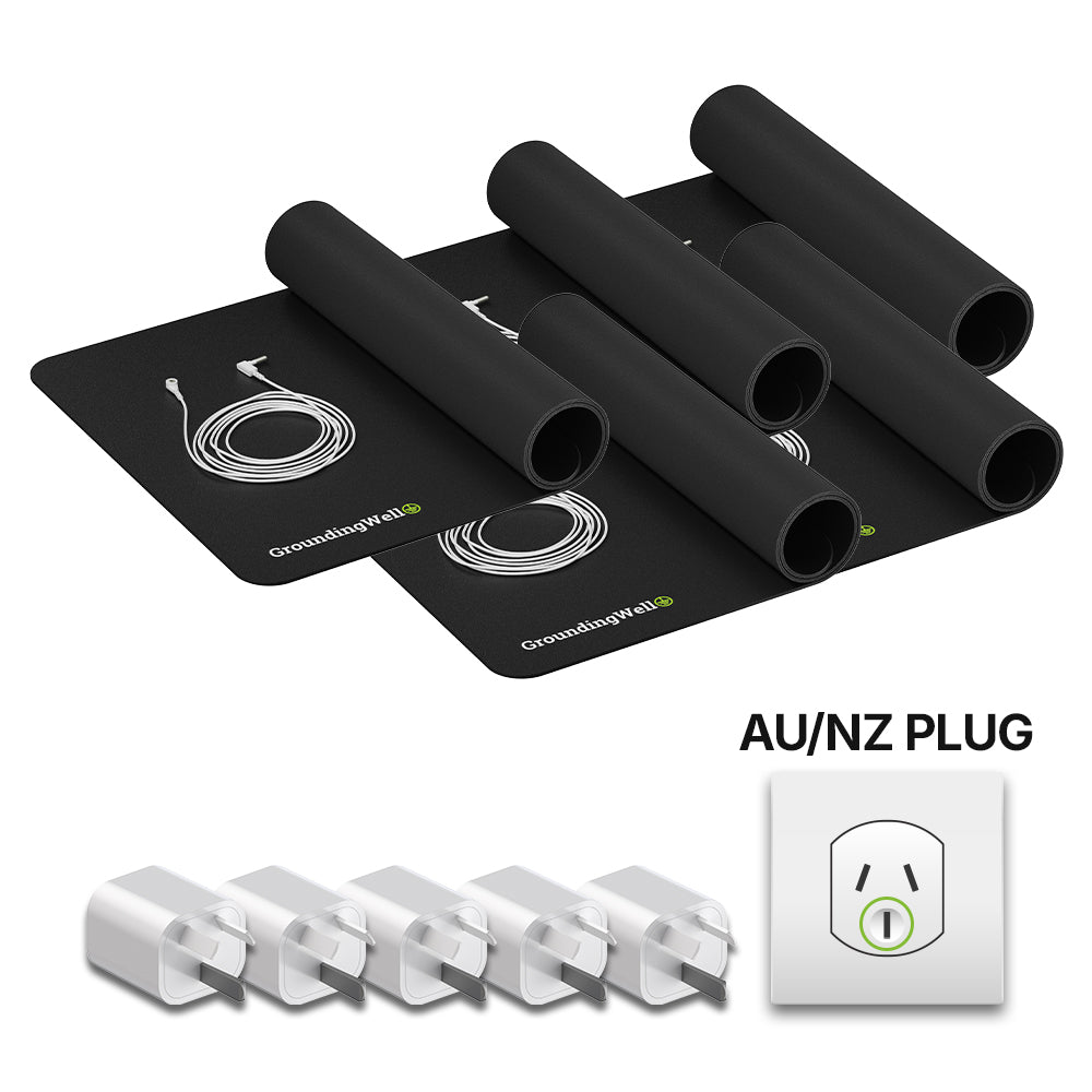 GroundingWell Mat with Grounding Cord, Adapters, and Accessories